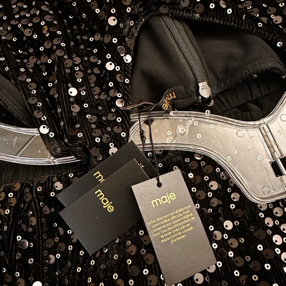 NWT Maje black sequinned mini dress size small - Picture 7 of 7